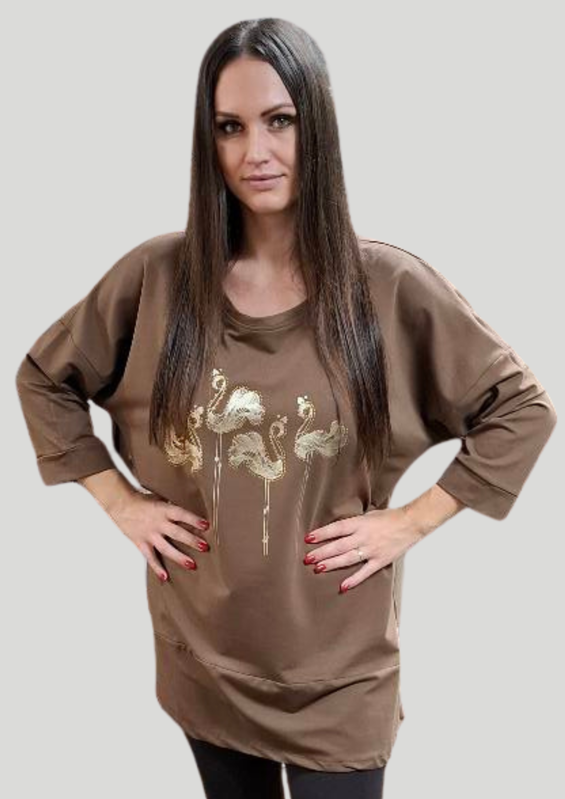 Megi Collection tunika pre plnoštíhle čokoládová. Megi Collection tunika pre plnoštíhle čokoládová.