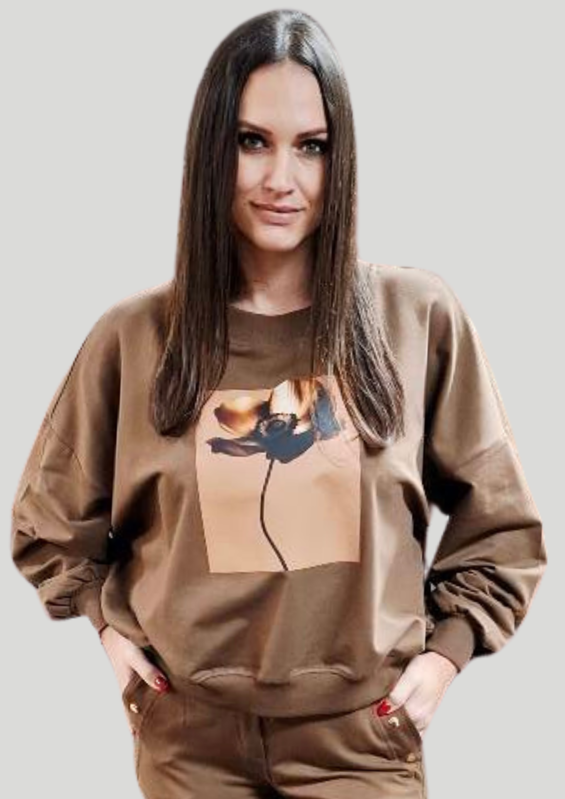 Megi Collection mikina kvet čokoládová.