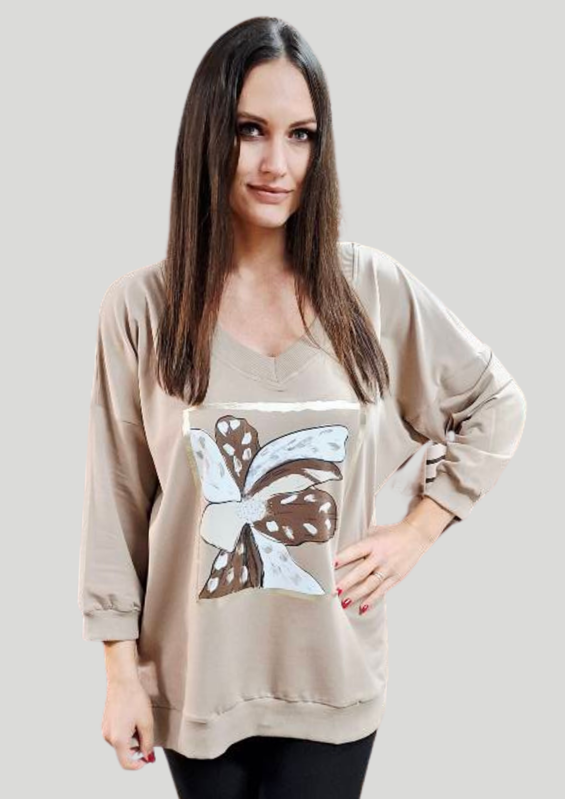 Megi Collection mikina pre plnoštíhle béžová.