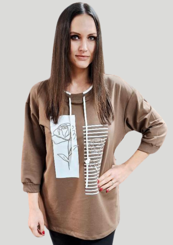 Megi Collection mikina kvety čokoládová. Megi Collection mikina kvety čokoládová.