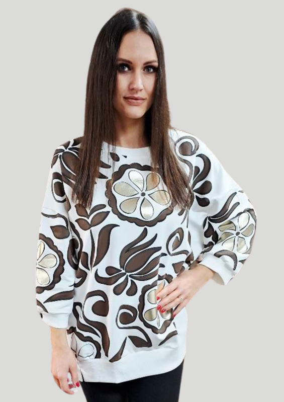 Megi Collection tunika bielo-čokoládová.
