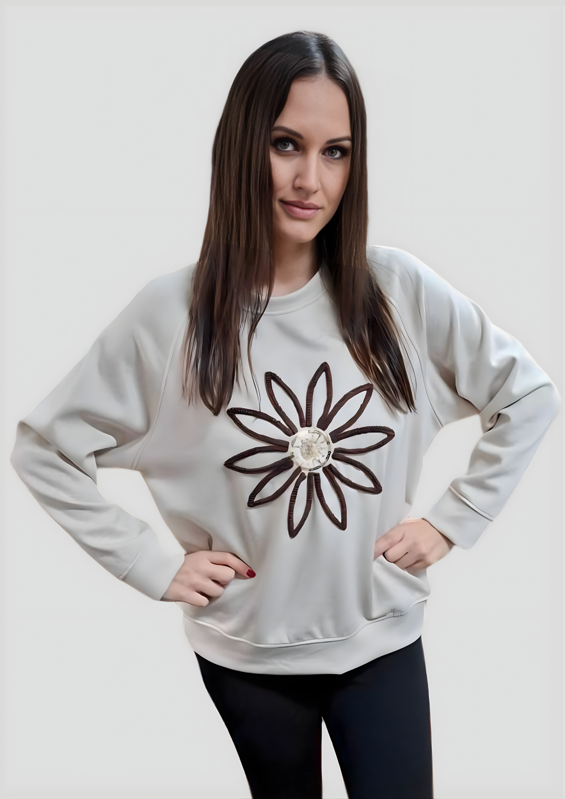 Mikina “veľký kvet” smotanová.