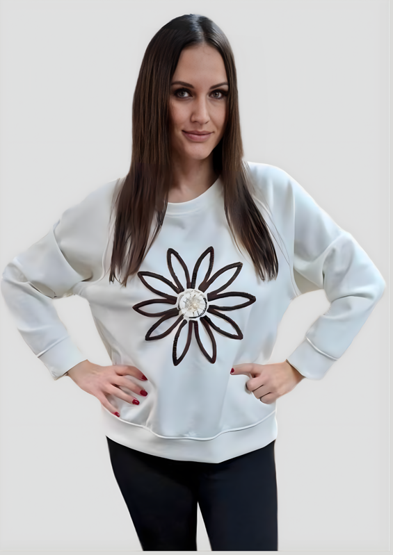 Mikina “veľký kvet” biela.
