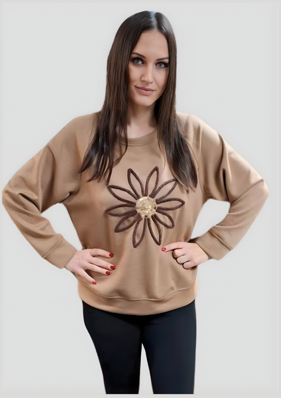 Mikina “veľký kvet” hnedá.