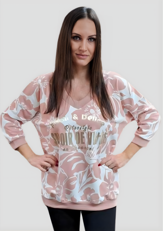 Megi Collection mikina “kvety” marhuľová.