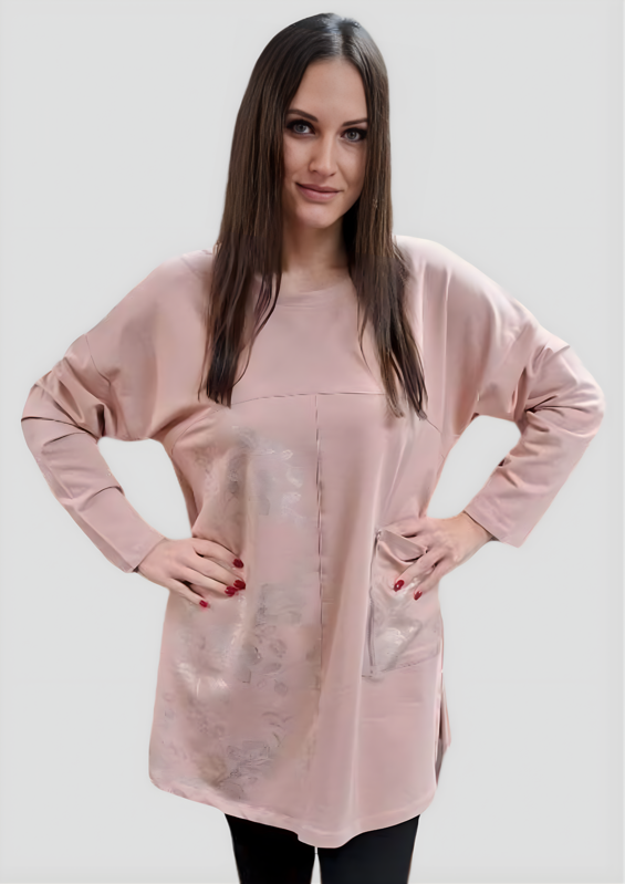 Megi Collection predĺžená tunika kvety marhuľová.