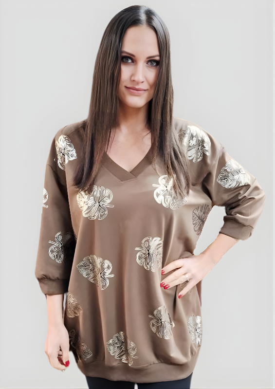 Megi Collection tunika listy čokoládová.