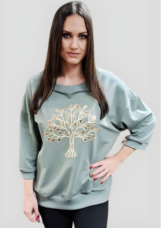 Megi Collection mikina strom života zelaná. 