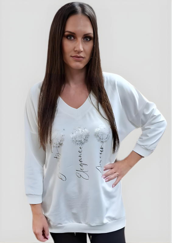 Megi Collection mikina púpava biela.