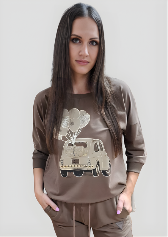 Megi Collection mikina čokoládová auto.