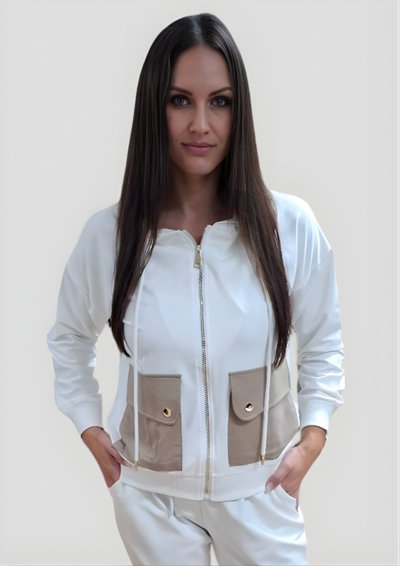 Megi Collection dámska mikina s kapucňou biela.