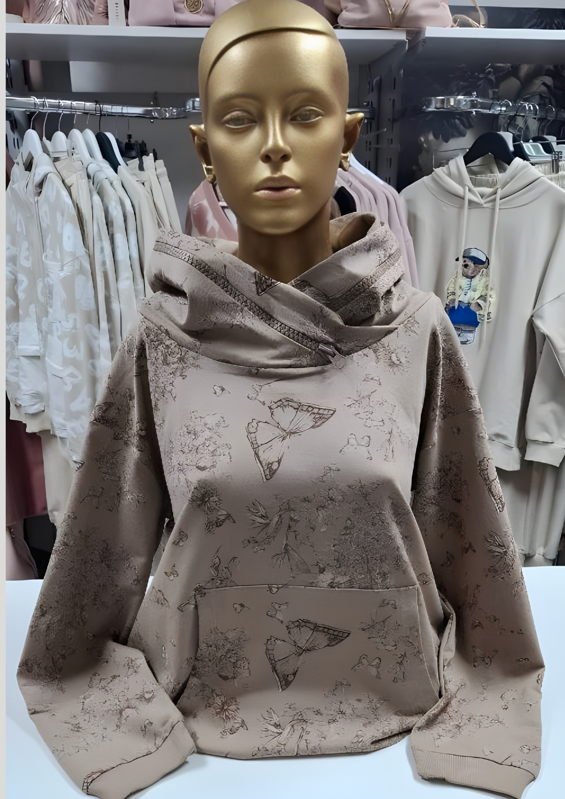 Megi Collection dámska mikina “motýľ” béžová.