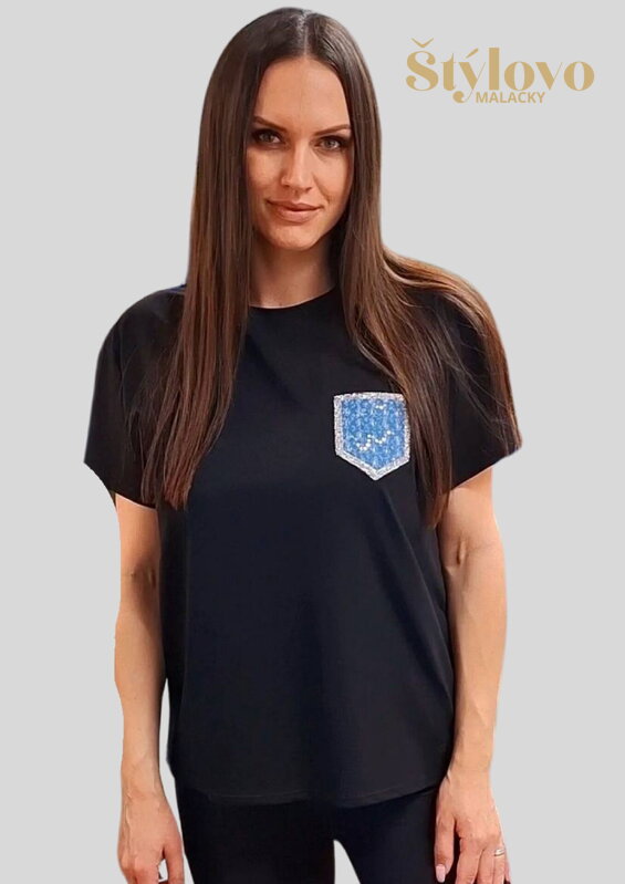Dámske bavlnené tričko DENIM čierne. Dámske bavlnené tričko DENIM čierne.