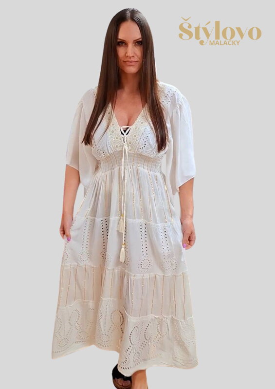 Dlhé boho šaty BELLA smotanové. Dlhé boho šaty BELLA smotanové.