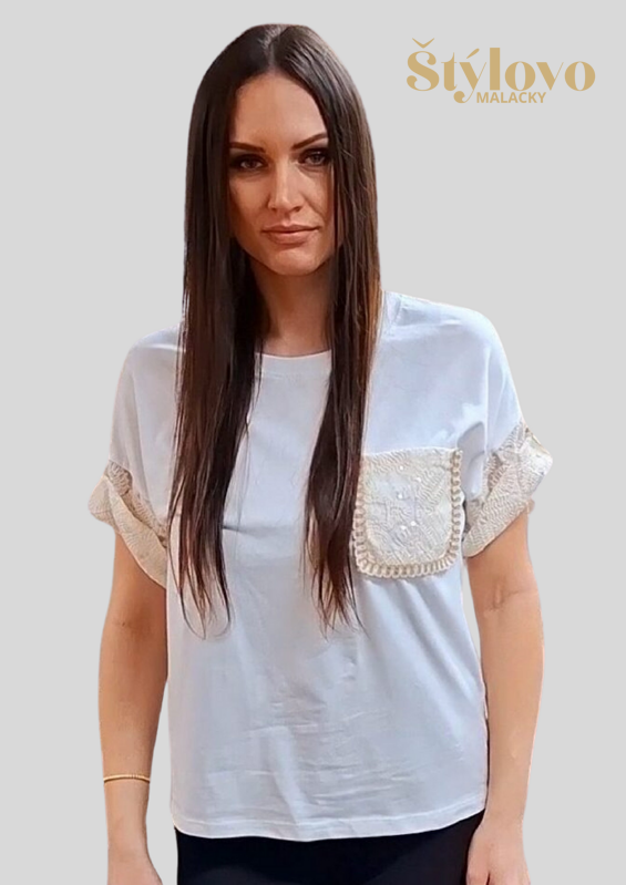 Dámske bavlnené tričko biele 18. Dámske bavlnené tričko biele 18.
