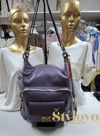 Kožená kabelka Massimo Contti fialová.