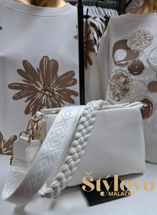 Biela crossbody kabelka elegancia s dvoma ramienkami.