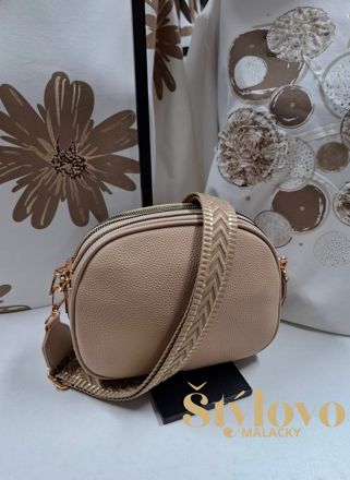 Dámska béžová crossbody kabelka 3 komorová.