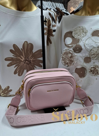 Dámska ružová crossbody kabelka 3 komorová športovo-elegantná.