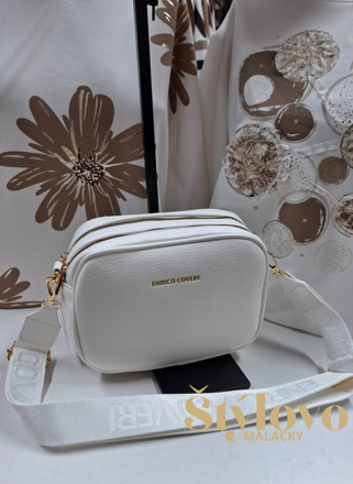 Dámska biela crossbody kabelka 2 komorová športovo-elegantná.