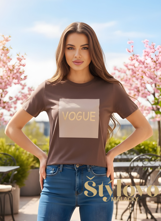 Čokoládové bavlnené tričko "VOGUE".