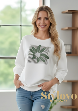 Megi Collection mikina "kvet" biela.