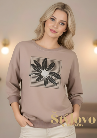 Megi Collection mikina "kvet" béžová.