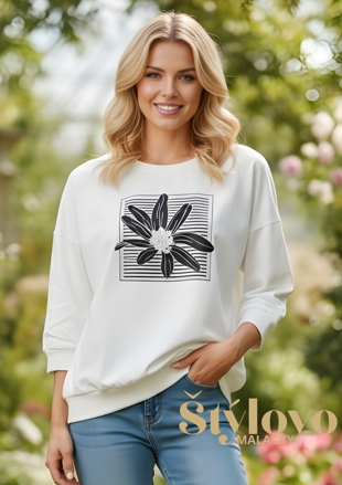 Megi Collection mikina "kvet" biela.