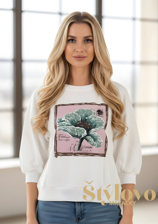 Megi Collection mikina "kvet" biela.