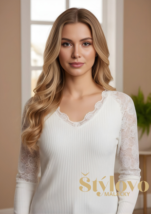 Dámsky top čipka biely.