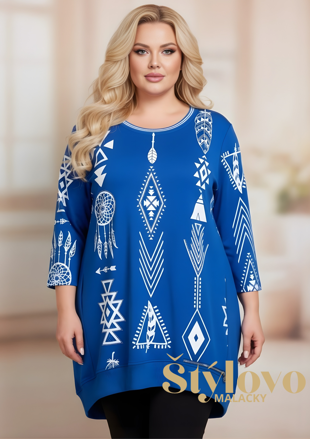 Megi Collection predĺžená tunika vzorovaná modrá.