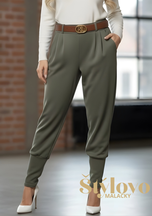 Dámske nohavice s opaskom LOLA zelené.