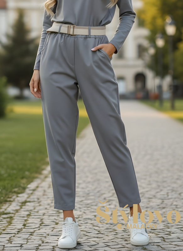 Dámske elastické nohavice šedé.