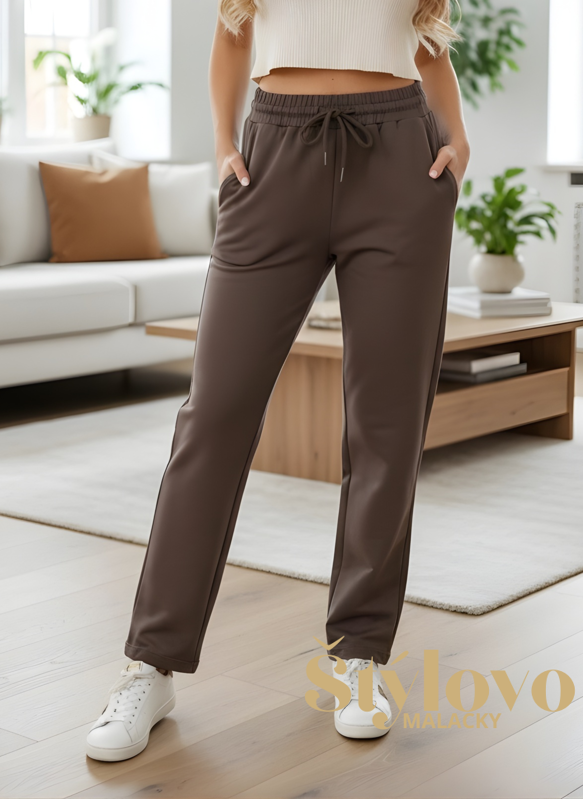 Dámske tepláky Megi Collection – šedo-čokoládové.