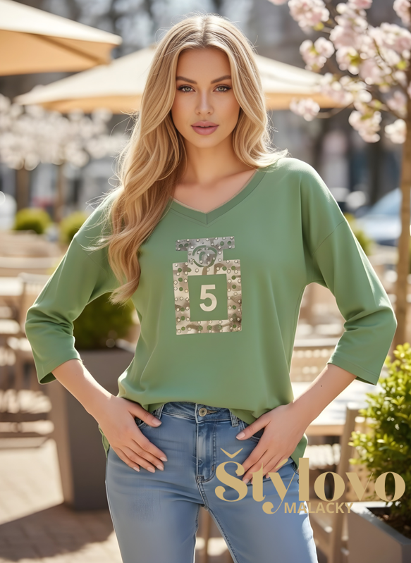 Dámske tričko Megi Collection parfum zelené.