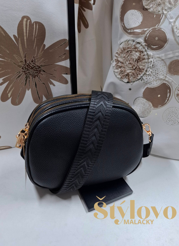 Dámska čierna crossbody kabelka 3 komorová.