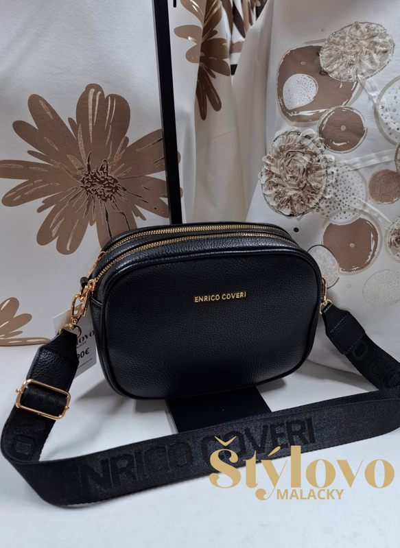 Dámska čierna crossbody kabelka 2 komorová športovo-elegantná.