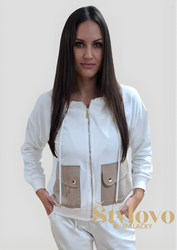 Megi Collection dámska mikina s kapucňou biela.