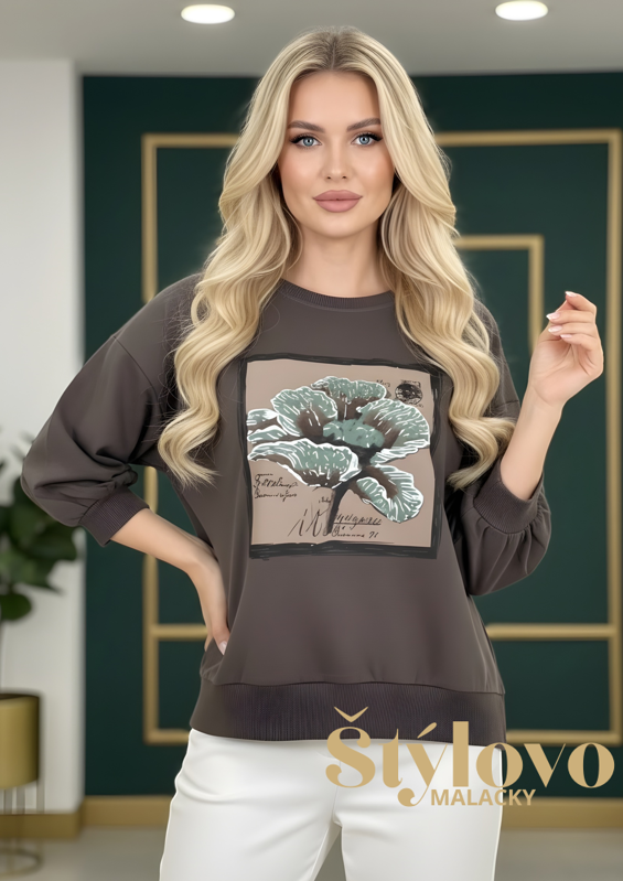 Megi Collection mikina "kvet" šedá.