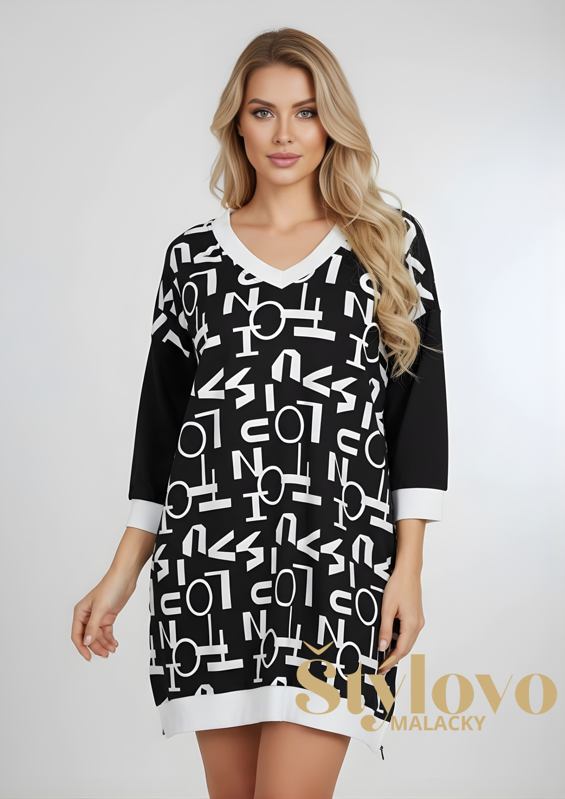 Megi Collection predĺžená tunika čierno-biela.