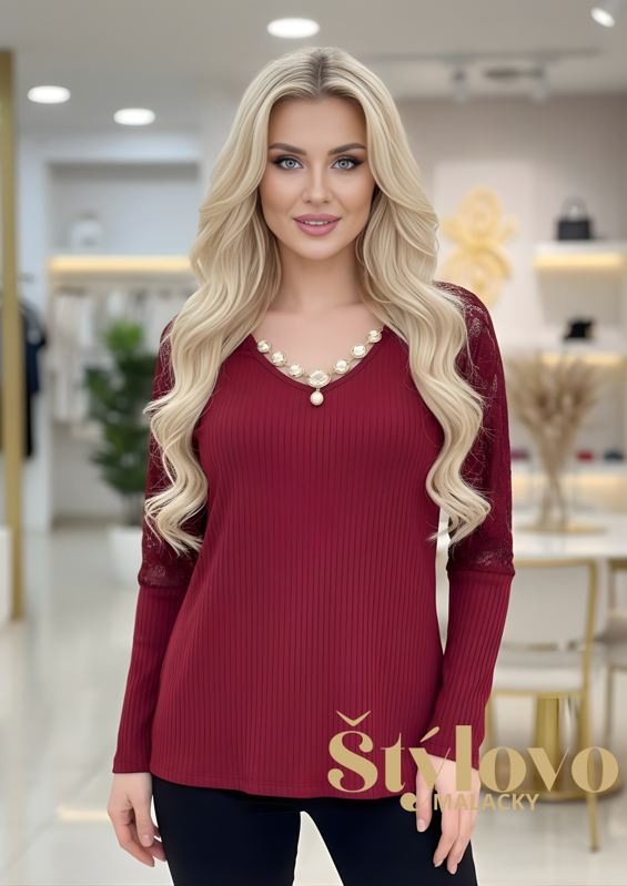 Dámsky top náhrdelník bordový.