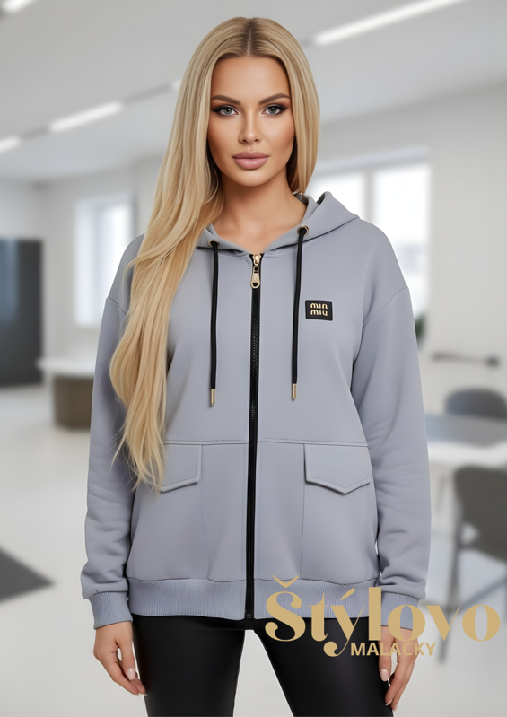 Dámska mikina s kapucňou šedá.
