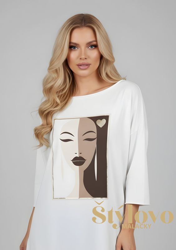 Megi Collection mikina “tvár2” biela.