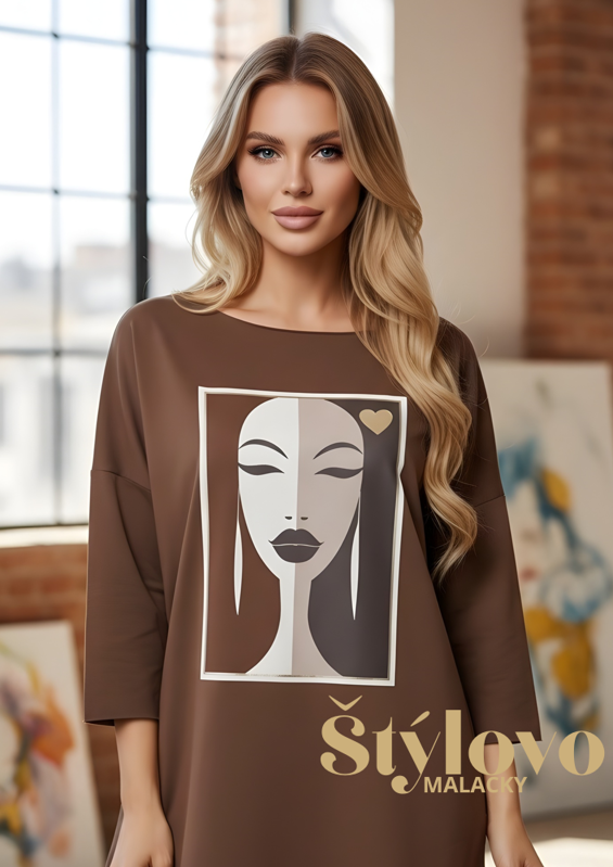 Megi Collection mikina “tvár2” čokoládová.