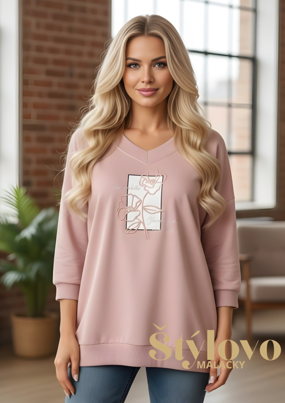 Megi Collection mikina “kvety” lila.