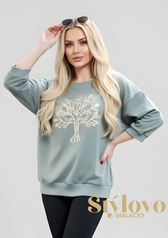 Megi Collection mikina strom života zelaná. 