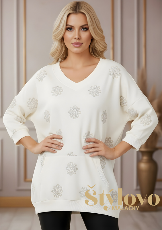 Megi Collection mikina biela malé kvety.