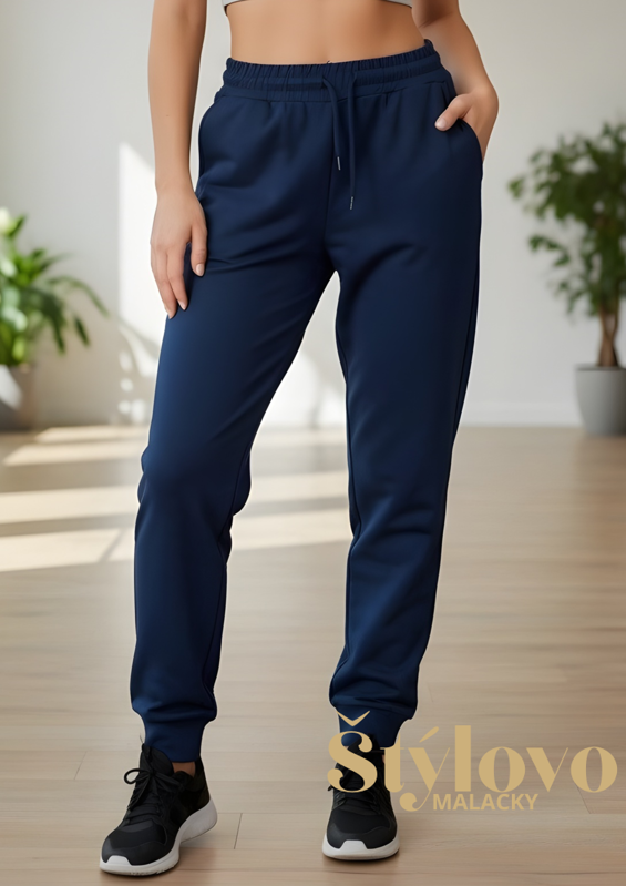 Bavlnené tepláky ELLA tmavomodré.