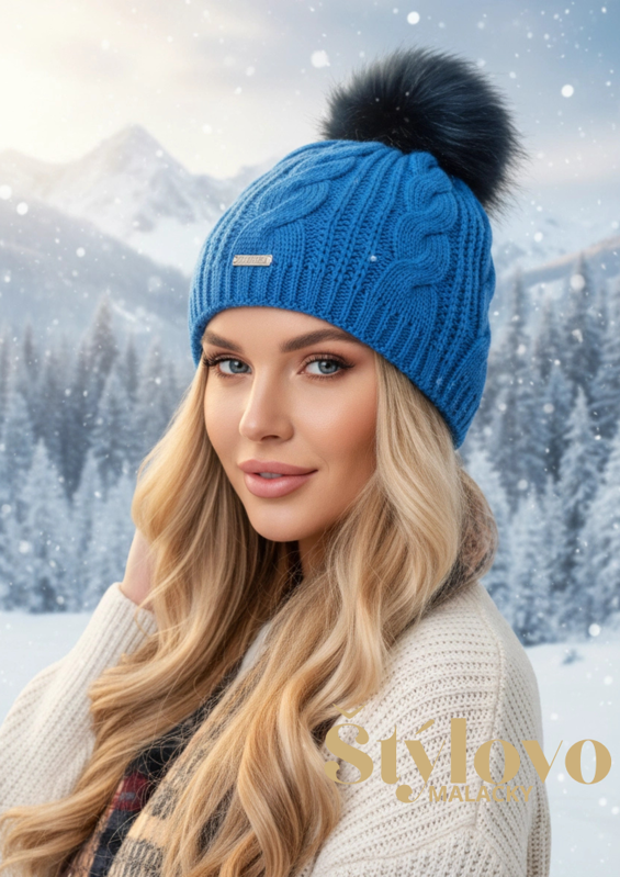 Dámska zimná čiapka modrá.