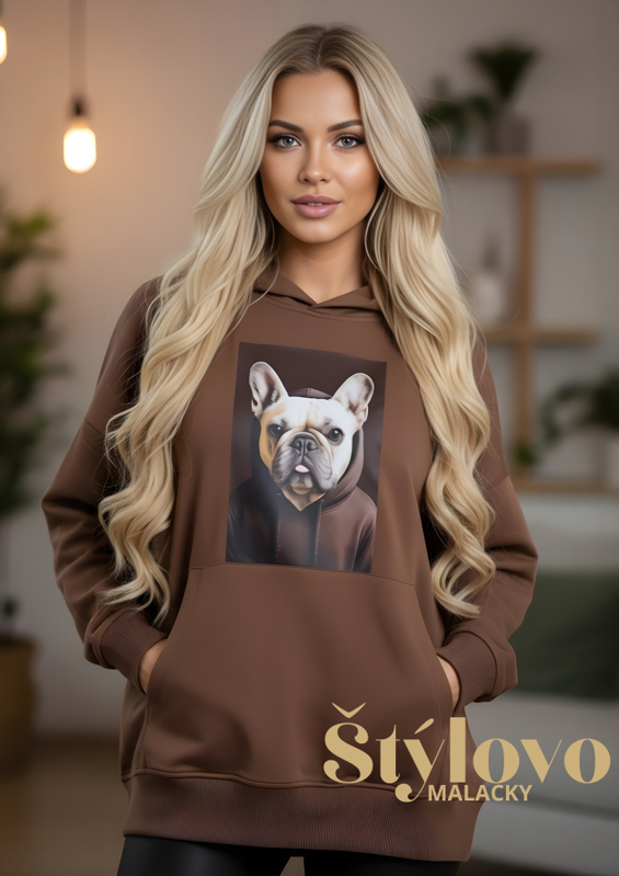Megi Collection mikina buldoček čokoládová.